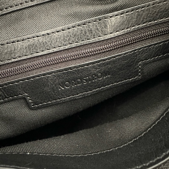 Nordstrom Black Leather Crocodile-Embossed Bucket Bag - Picture 5 of 6